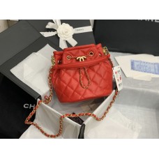 Chanel Bucket Drawstring Sheepskin Bag AS2057 Red