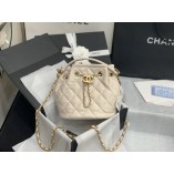 Chanel Bucket Drawstring Sheepskin Bag AS2057 White