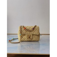 Chanel Flap Bag Lambskin Resin & Gold-Tone Metal AS2379/AS2380 Apricot