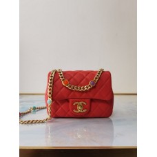 Chanel Flap Bag Lambskin Resin & Gold-Tone Metal AS2379/AS2380 Red