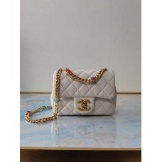 Chanel Flap Bag Lambskin Resin & Gold-Tone Metal AS2379/AS2380 White