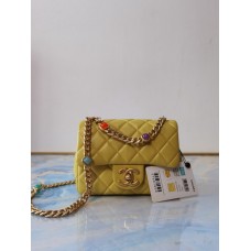 Chanel Flap Bag Lambskin Resin & Gold-Tone Metal AS2379/AS2380 Yellow