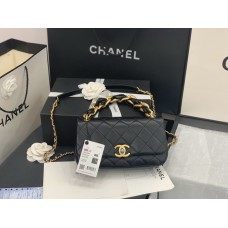 Chanel 2021 Shiny Lambskin & Gold-Tone Metal Black Flap Bag