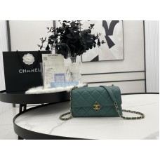 Chanel Quilted Lambskin Small Flap Bag AS2634 Green