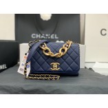 Chanel Calfskin & Gold-Tone Metal Mini Flap Bag AS2638 Blue