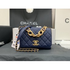 Chanel Calfskin & Gold-Tone Metal Mini Flap Bag AS2638 Blue