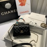 Chanel Rainbow Coco Handle Bag In Black