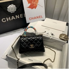 Chanel Rainbow Coco Handle Bag In Black