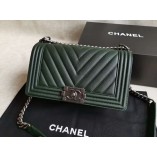 Chanel Le Boy V line Medium bag Caviar Apricot Green