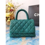 Chanel 2021 Mini Coco Handle Flap Bag Green