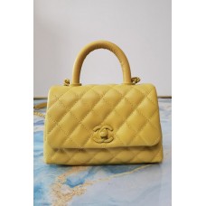 Chanel 2021 Mini Coco Handle Flap Bag Yellow