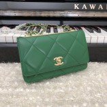 Chanel Small Flap Bag WOC 80982 Big Quilted Green