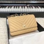 Chanel Small Flap Bag WOC 80982 V line Apricot