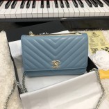 Chanel Small Flap Bag WOC 80982 V line Blue