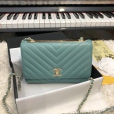 Chanel Small Flap Bag WOC 80982 V line Light Blue