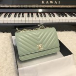 Chanel Small Flap Bag WOC 80982 V line Light Green