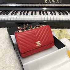 Chanel Small Flap Bag WOC 80982 V line Red