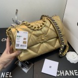 Chanel 19 Large Flap Bag Lambskin Gold