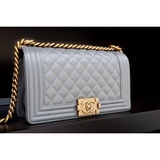 Chanel Le Boy Flap Bag Quilted Caviar bag Medium Grey 67085