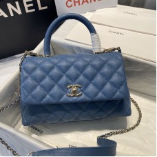 Chanel Caviar Quilted 23cm Coco Handle Flap Blue