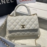 Chanel Caviar Quilted 23cm Coco Handle Flap White