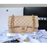 Chanel Lambskin Quilted Medium Double Flap Apricot/G