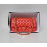 Chanel Lambskin Quilted Medium Double Flap Red/G