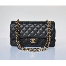 Chanel Lambskin Quilted Medium Double Flap Black/G