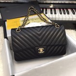 Chanel Classic 2.55 Flap Bag Lambskin V Line Black