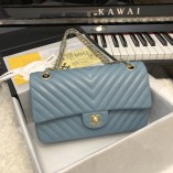 Chanel Classic 2.55 Flap Bag Lambskin V Line Blue