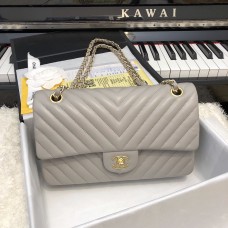 Chanel Classic 2.55 Flap Bag Lambskin V Line Grey