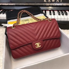 Chanel Classic 2.55 Flap Bag Caviar V Line Burgundy