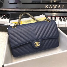 Chanel Classic 2.55 Flap Bag Caviar V Line Deep Blue