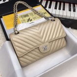 Chanel Classic 2.55 Flap Bag Caviar V Line Gold