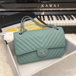 Chanel Classic 2.55 Flap Bag Caviar V Line Light Blue