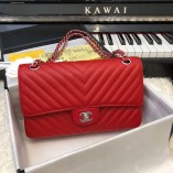 Chanel Classic 2.55 Flap Bag Caviar V Line Red