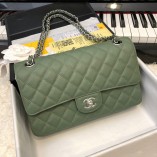 Chanel Classic Flap Medium Bag New Caviar Green