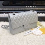 Chanel Classic Flap Medium Bag New Caviar Silver 