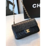 Chanel Classic Flap Bag Crocodile Leather Black