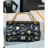 Chanel 2021 New Perfume Bottle Badge Cowhide Bag Black