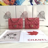 Chanel Mini Lambskin Classic Flap Shoulder Bag Carmine Pink