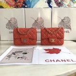 Chanel Mini Lambskin Classic Flap Shoulder Bag Orange Red