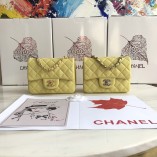 Chanel Mini Lambskin Classic Flap Shoulder Bag Yellow