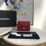 Chanel Lambskin Quilted Mini Double Flap Bag Red/G 1115