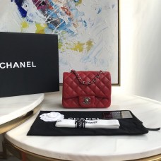 Chanel Lambskin Quilted Mini Double Flap Bag Red/S 1115