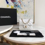 Chanel Lambskin Quilted Mini Double Flap Bag White/G 1115