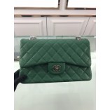 Chanel 1113 Large Flap Bag Caviar Green With Antique Silver