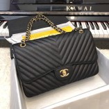 Chanel 1113 Large Flap Bag Caviar V Line Black