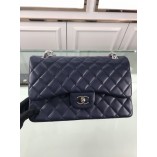 Chanel 1113 Large Flap Bag Lambskin Deep Blue