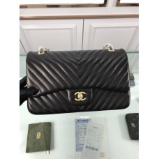 Chanel 1113 Large Flap Bag Lambskin V Line Black